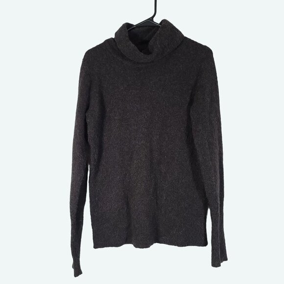 J‎ Crew Wool Aplaca Blend Fuzzy Nubby Turtleneck Sweater Dark Gray Medium - Picture 1 of 7